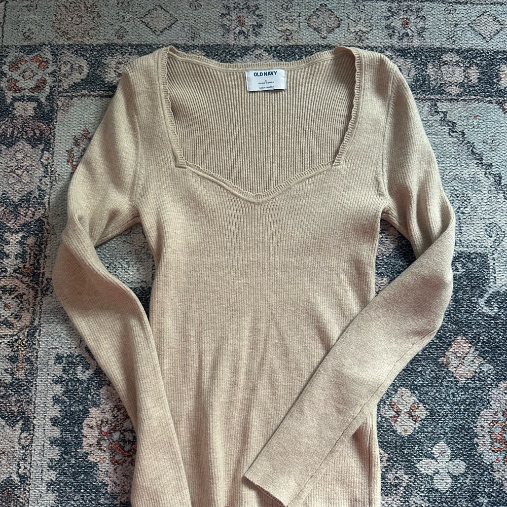 Old Navy Tan Ribbed Sweater